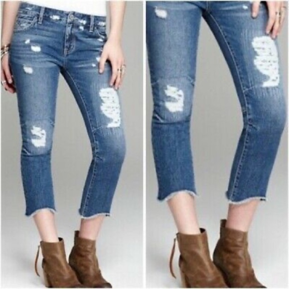Free People Cut-Off Skinny Capri Jean: Size 25
